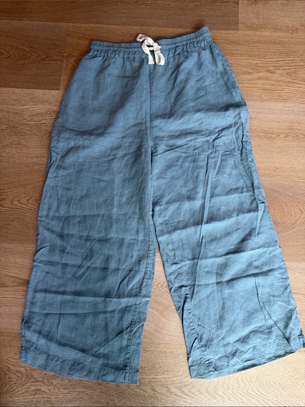 Deiji Studios 100% Linen Drawstring Pants – Blue – Size M/L